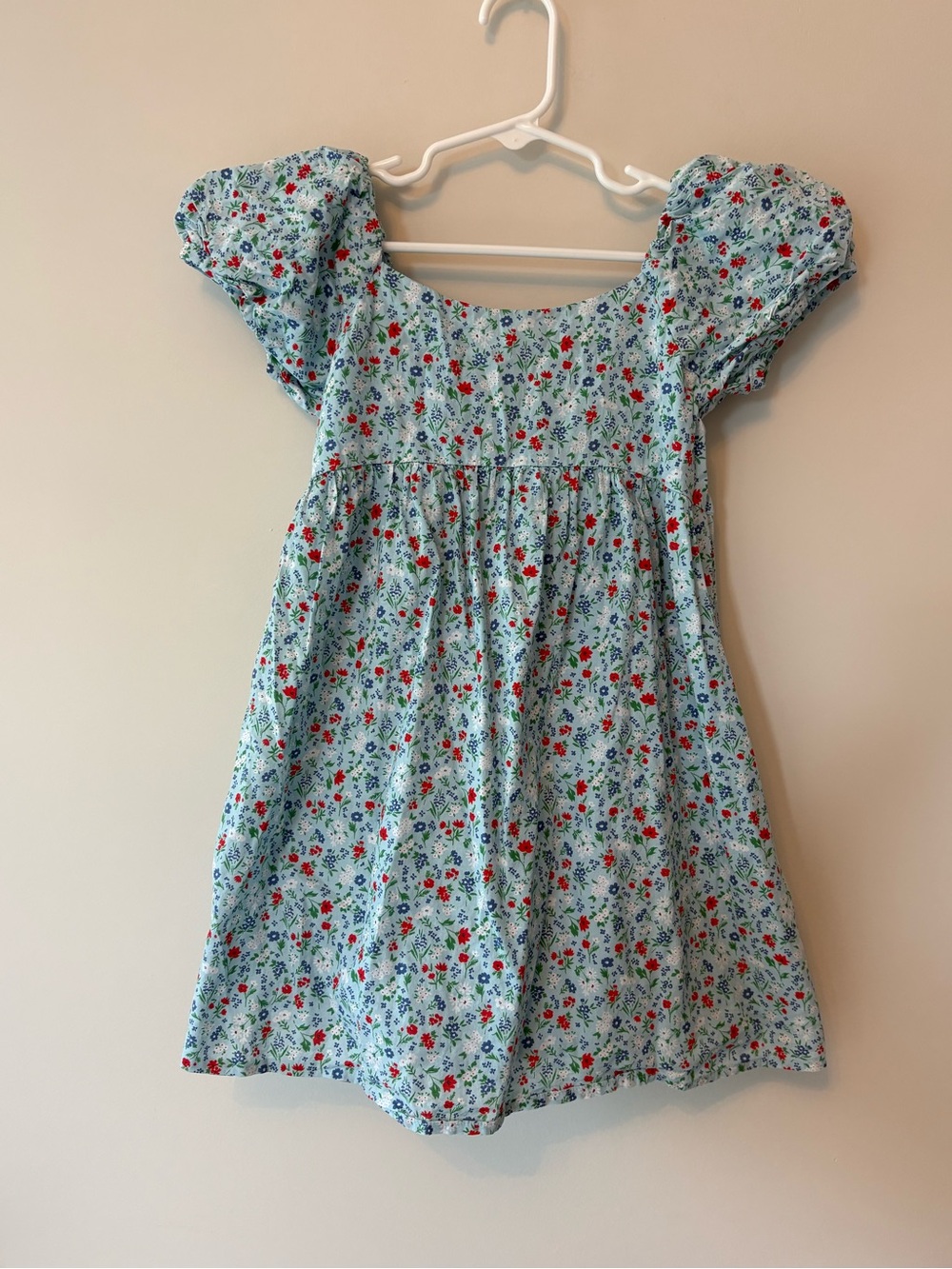 Girls' Janie and Jack Blue Floral Puff-Sleeve Dress
